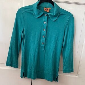 Tory Burch Turquoise Button-Up Top